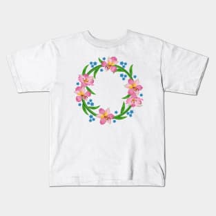 Alstroemeria Floral Spring Wreath Kids T-Shirt